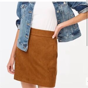 JCrew Factory Faux Suede Brown Mini Skirt 16 but fits like 14